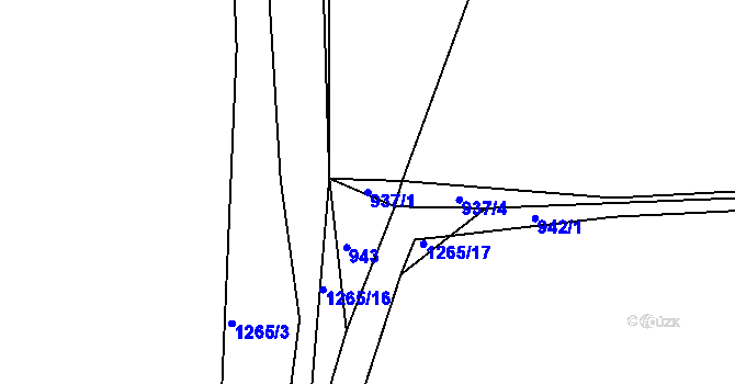 Parcela st. 937/1 v KÚ Střelské Hoštice, Katastrální mapa