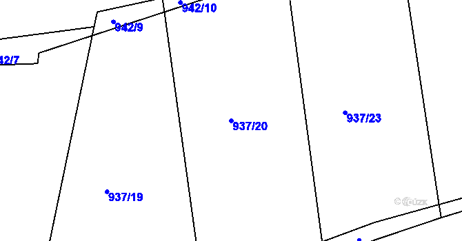 Parcela st. 937/20 v KÚ Střelské Hoštice, Katastrální mapa