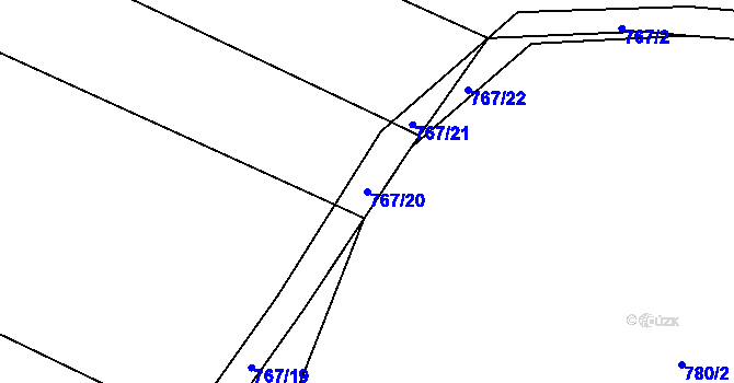 Parcela st. 767/20 v KÚ Střelské Hoštice, Katastrální mapa