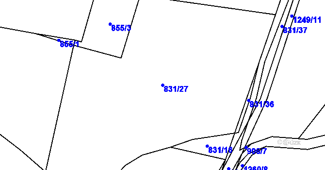 Parcela st. 831/27 v KÚ Střelské Hoštice, Katastrální mapa