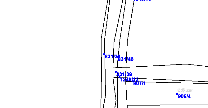 Parcela st. 831/38 v KÚ Střelské Hoštice, Katastrální mapa