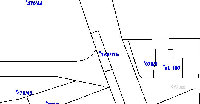 Parcela st. 1247/15 v KÚ Střelské Hoštice, Katastrální mapa