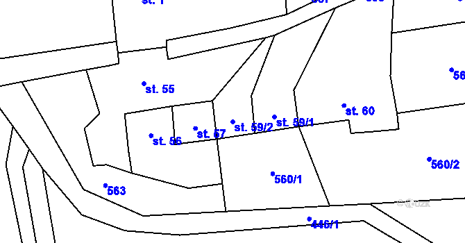 Parcela st. 59/2 v KÚ Střemeníčko, Katastrální mapa