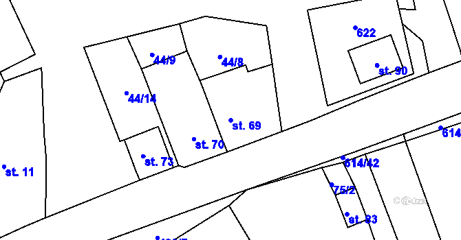 Parcela st. 69 v KÚ Střemeníčko, Katastrální mapa
