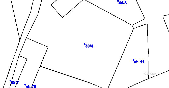 Parcela st. 38/4 v KÚ Střemeníčko, Katastrální mapa