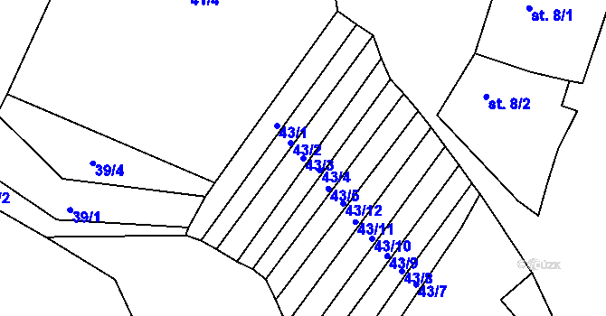 Parcela st. 43/3 v KÚ Střemeníčko, Katastrální mapa