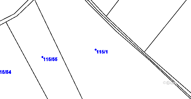 Parcela st. 115/1 v KÚ Střemeníčko, Katastrální mapa