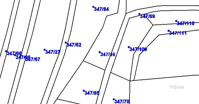 Parcela st. 347/16 v KÚ Střemeníčko, Katastrální mapa
