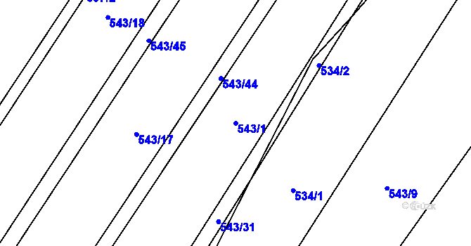 Parcela st. 543/1 v KÚ Střemeníčko, Katastrální mapa