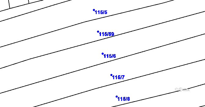 Parcela st. 115/6 v KÚ Střemeníčko, Katastrální mapa