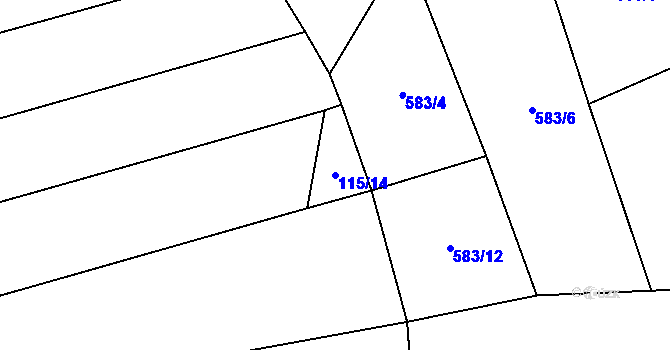 Parcela st. 115/14 v KÚ Střemeníčko, Katastrální mapa