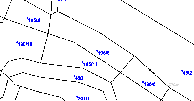 Parcela st. 195/5 v KÚ Střemeníčko, Katastrální mapa