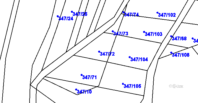 Parcela st. 347/72 v KÚ Střemeníčko, Katastrální mapa