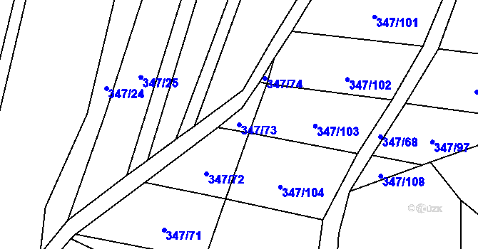 Parcela st. 347/73 v KÚ Střemeníčko, Katastrální mapa