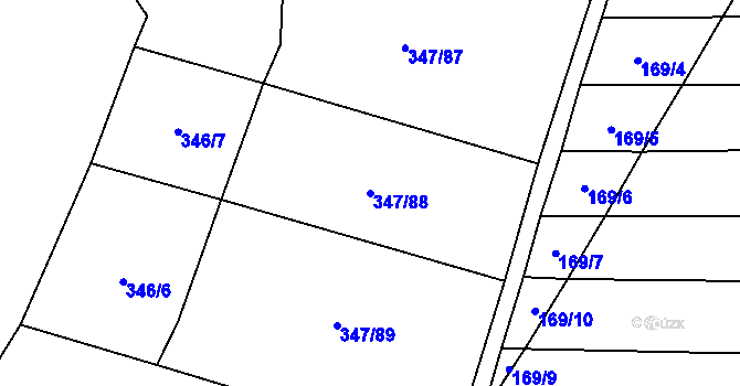 Parcela st. 347/88 v KÚ Střemeníčko, Katastrální mapa