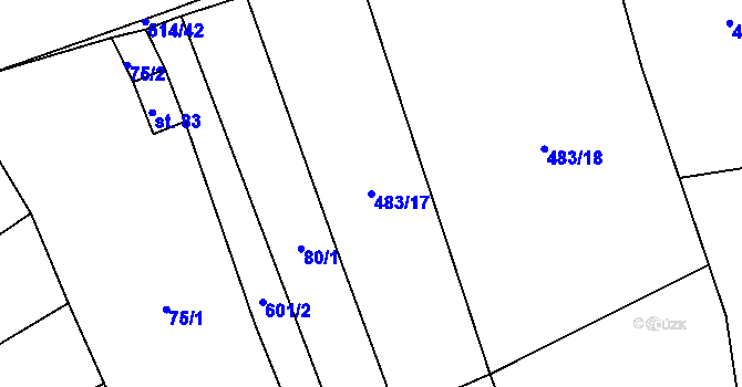 Parcela st. 483/17 v KÚ Střemeníčko, Katastrální mapa