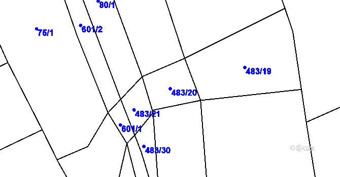 Parcela st. 483/20 v KÚ Střemeníčko, Katastrální mapa