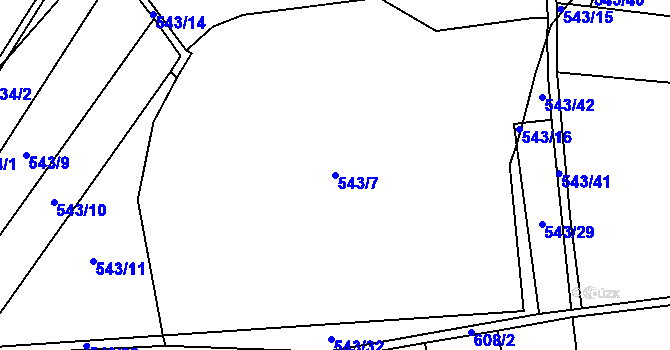 Parcela st. 543/7 v KÚ Střemeníčko, Katastrální mapa