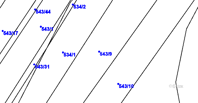 Parcela st. 543/9 v KÚ Střemeníčko, Katastrální mapa