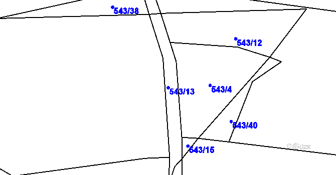 Parcela st. 543/13 v KÚ Střemeníčko, Katastrální mapa