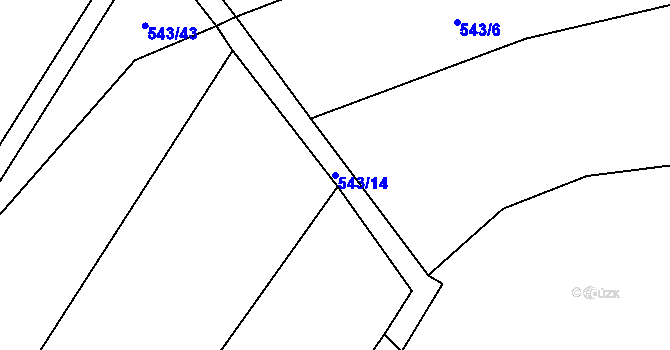 Parcela st. 543/14 v KÚ Střemeníčko, Katastrální mapa