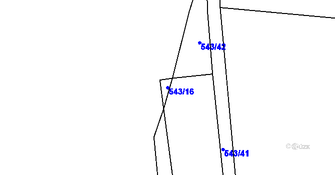 Parcela st. 543/16 v KÚ Střemeníčko, Katastrální mapa
