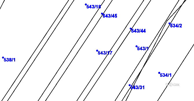 Parcela st. 543/17 v KÚ Střemeníčko, Katastrální mapa