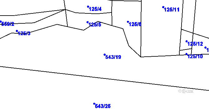 Parcela st. 543/19 v KÚ Střemeníčko, Katastrální mapa