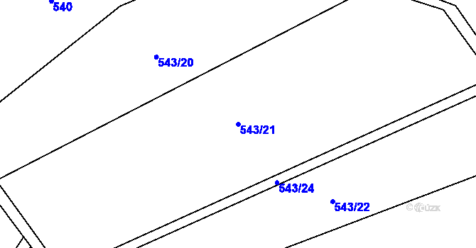 Parcela st. 543/21 v KÚ Střemeníčko, Katastrální mapa