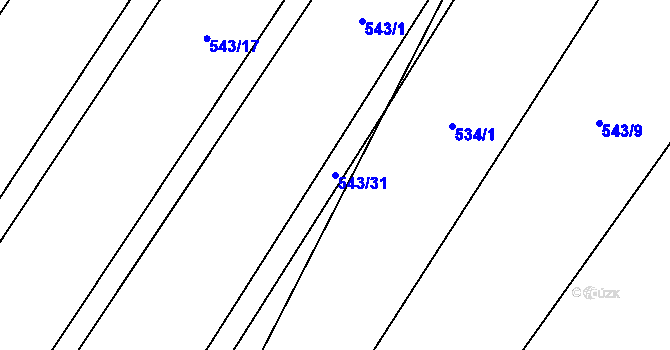 Parcela st. 543/31 v KÚ Střemeníčko, Katastrální mapa