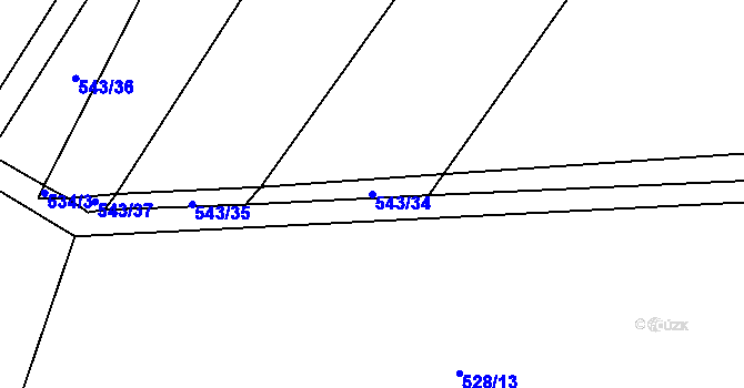 Parcela st. 543/34 v KÚ Střemeníčko, Katastrální mapa