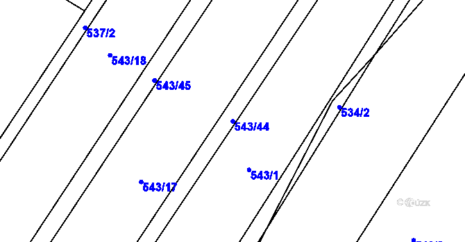 Parcela st. 543/44 v KÚ Střemeníčko, Katastrální mapa