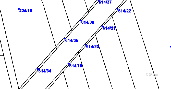 Parcela st. 614/20 v KÚ Střemeníčko, Katastrální mapa