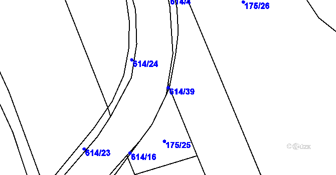 Parcela st. 614/39 v KÚ Střemeníčko, Katastrální mapa
