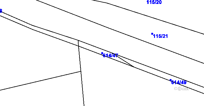 Parcela st. 614/47 v KÚ Střemeníčko, Katastrální mapa