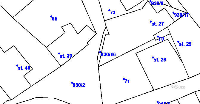 Parcela st. 930/16 v KÚ Střemošice, Katastrální mapa