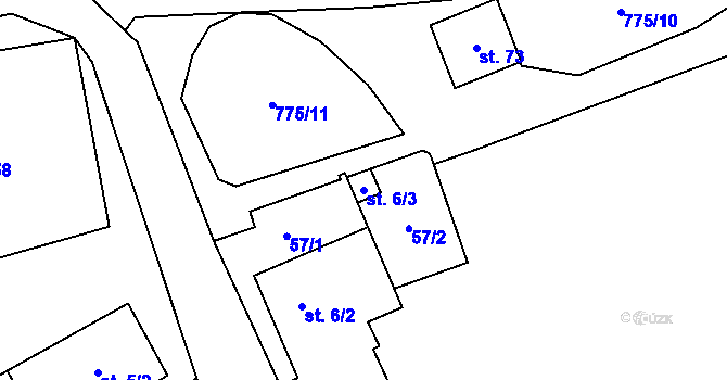 Parcela st. 6/3 v KÚ Střemy, Katastrální mapa