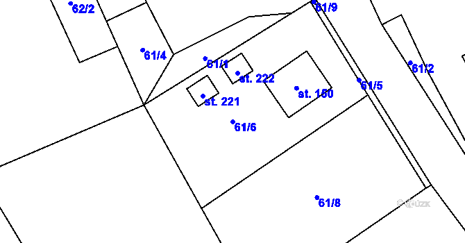 Parcela st. 61/6 v KÚ Střemy, Katastrální mapa