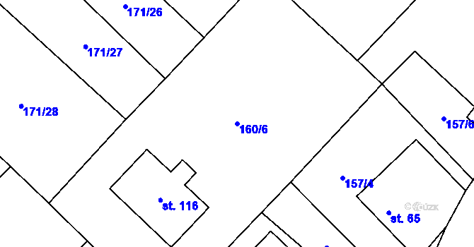 Parcela st. 160/6 v KÚ Střemy, Katastrální mapa