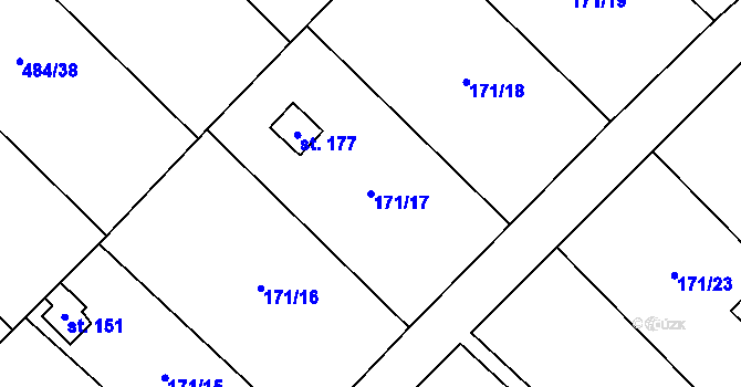 Parcela st. 171/17 v KÚ Střemy, Katastrální mapa