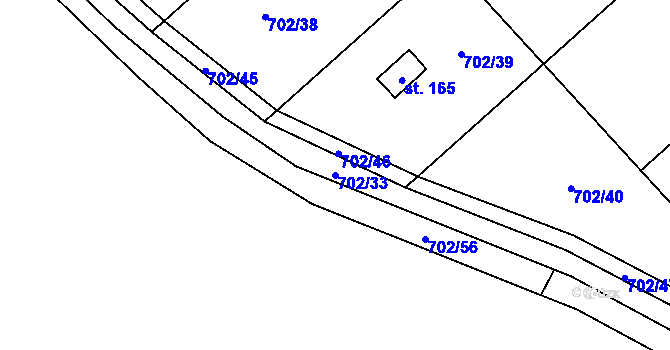 Parcela st. 702/33 v KÚ Střemy, Katastrální mapa