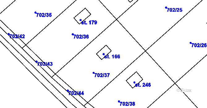 Parcela st. 166 v KÚ Střemy, Katastrální mapa