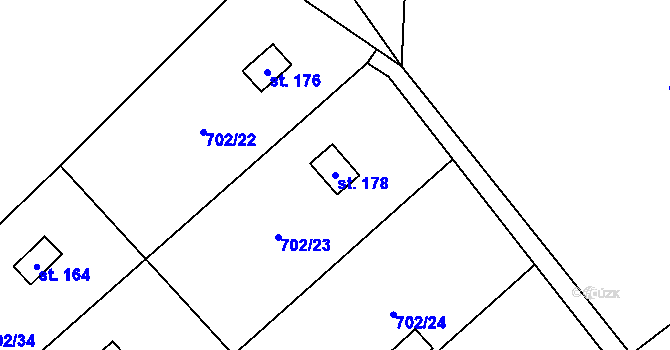 Parcela st. 178 v KÚ Střemy, Katastrální mapa