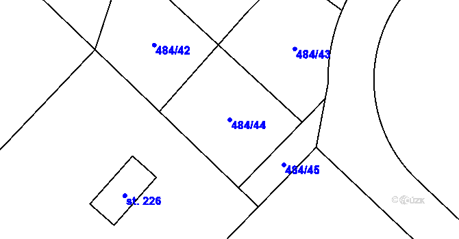 Parcela st. 484/44 v KÚ Střemy, Katastrální mapa