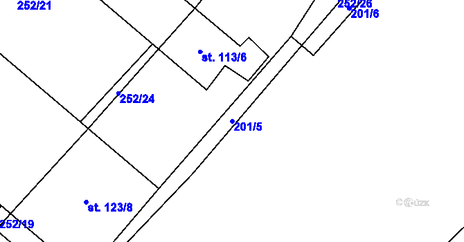 Parcela st. 201/5 v KÚ Střemy, Katastrální mapa