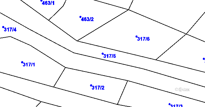 Parcela st. 317/5 v KÚ Střemy, Katastrální mapa