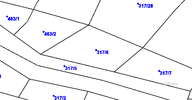 Parcela st. 317/6 v KÚ Střemy, Katastrální mapa