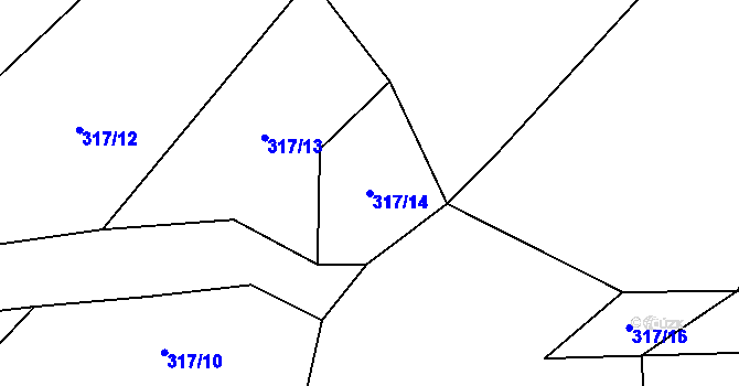 Parcela st. 317/14 v KÚ Střemy, Katastrální mapa