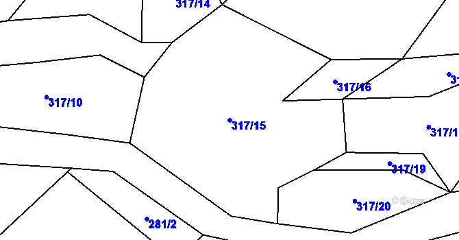 Parcela st. 317/15 v KÚ Střemy, Katastrální mapa
