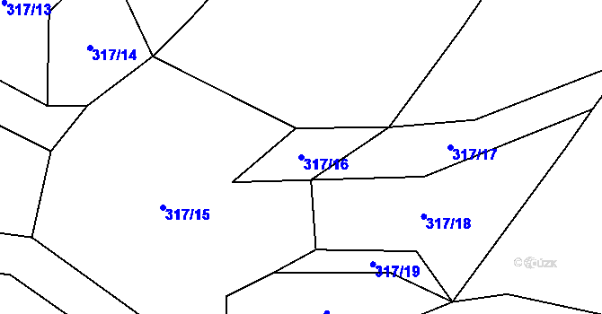 Parcela st. 317/16 v KÚ Střemy, Katastrální mapa